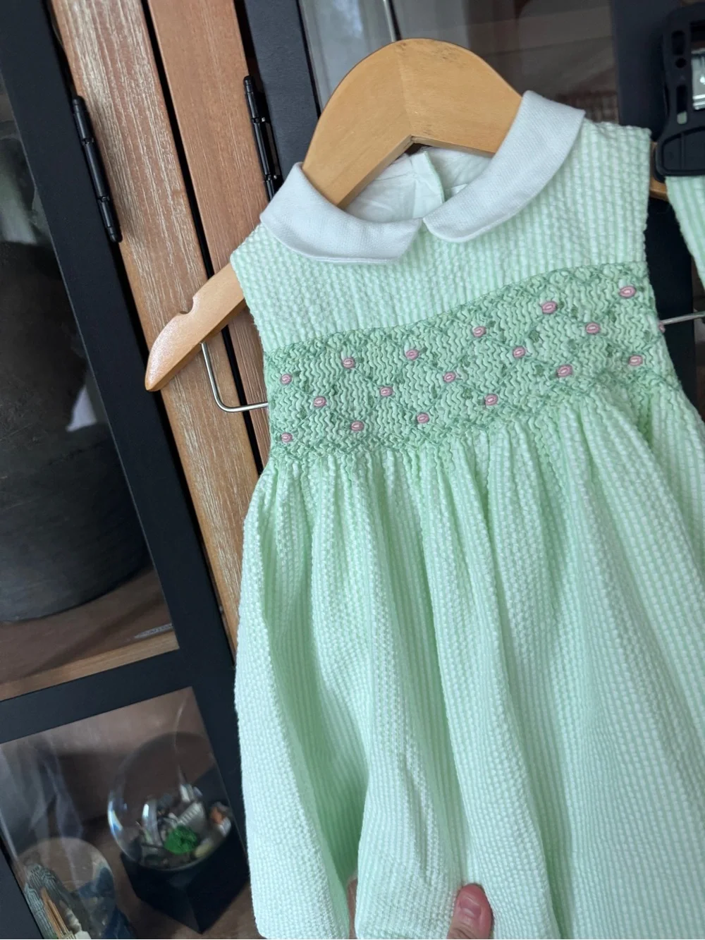Ralph Lauren smocked dress bloomers set peter pan collar embroidered seersucker